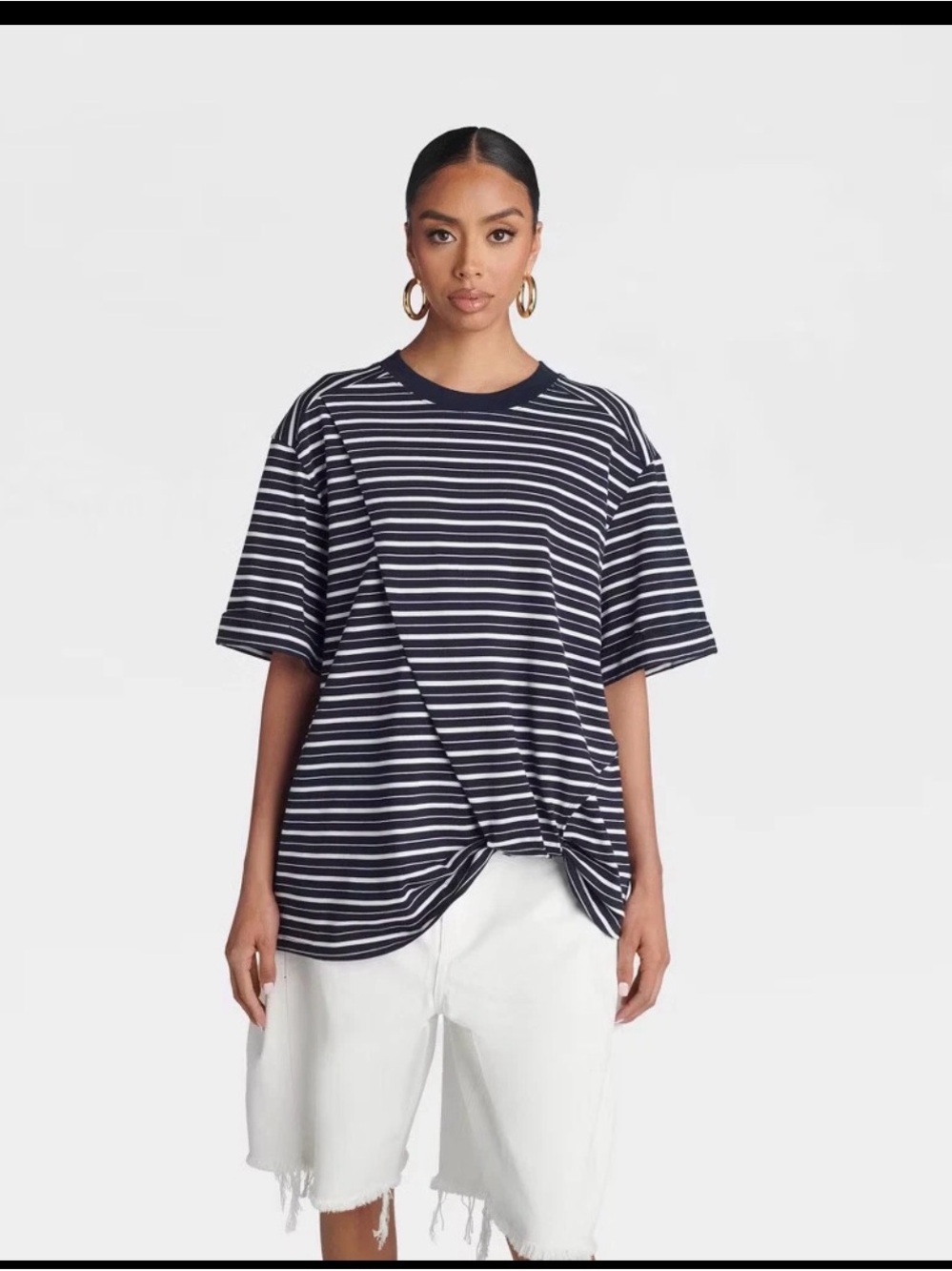 KBB by KAHLANA Women 'The Asymmetric Hem Twist T-Shirt' - Navy Blue